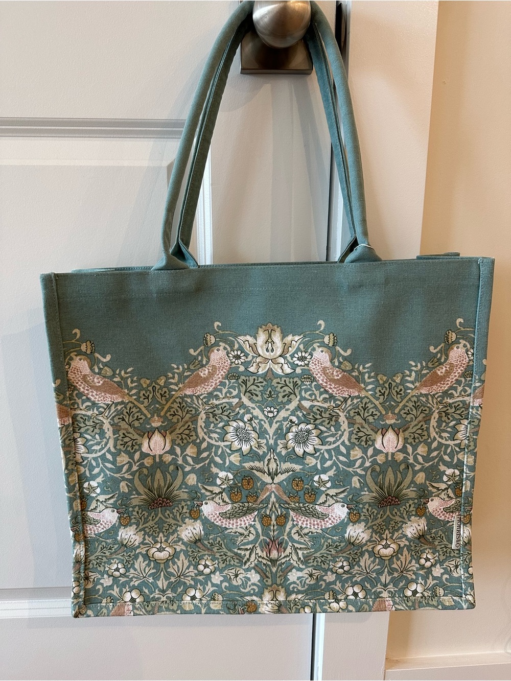 Morris & Co. William Morris Green Floral Bird-Print Tote Bag